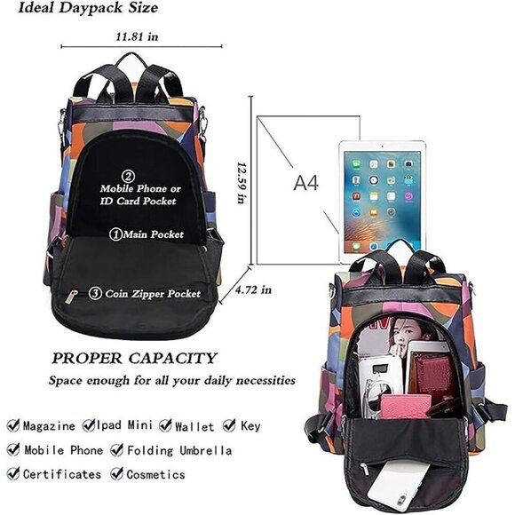 ? Women Anti-theft Waterproof Nylon Lightweight Backpack College Bookbag main image 6
